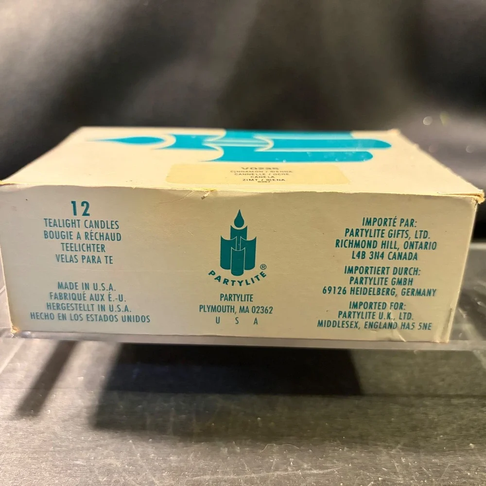 PartyLite Cinnamon Sienna Tealight Candles 12 Pack V0235 Vintage Made in USA